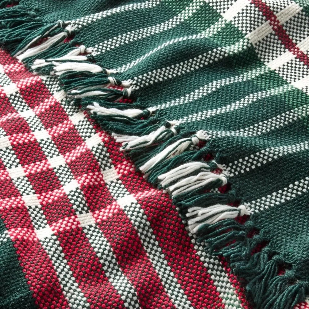 50”x60” Chunky Plaid Throw Blanket Red/Green— Hearth & Hand with Magnolia